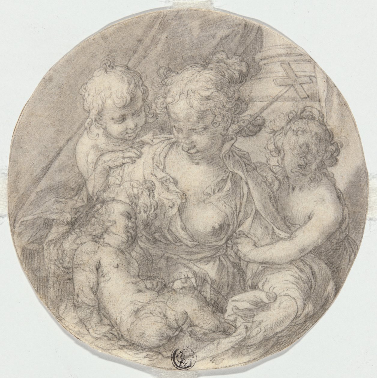 Die Madonna mit dem Christuskind, mit dem kleinen Johannes dem Täufer und einem anderen Kind (Caritas) von Abraham Bloemaert