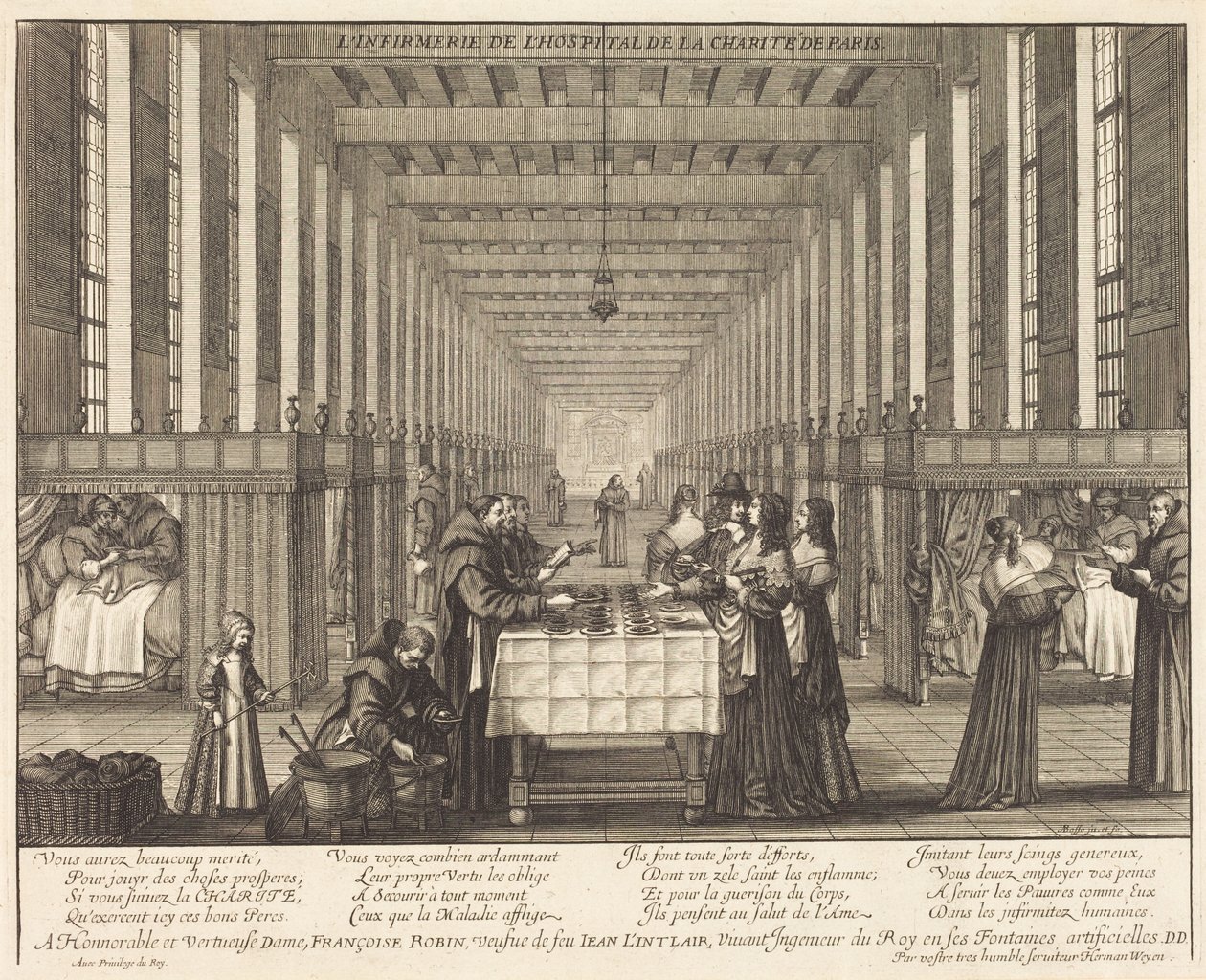 Die Krankenstation des Krankenhauses der Charité in Paris von Abraham Bosse