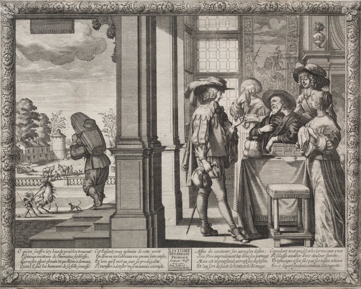 Der verlorene Sohn: Der verlorene Sohn verabschiedet sich von seinen Eltern von Abraham Bosse