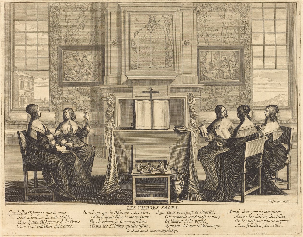 Die klugen Jungfrauen beim Gebet von Abraham Bosse