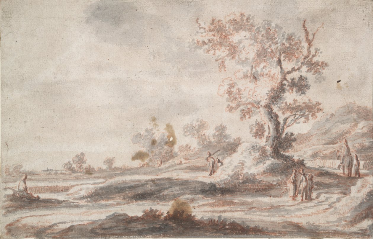 Landschaft mit altem Baum und Figuren von Abraham Genoels