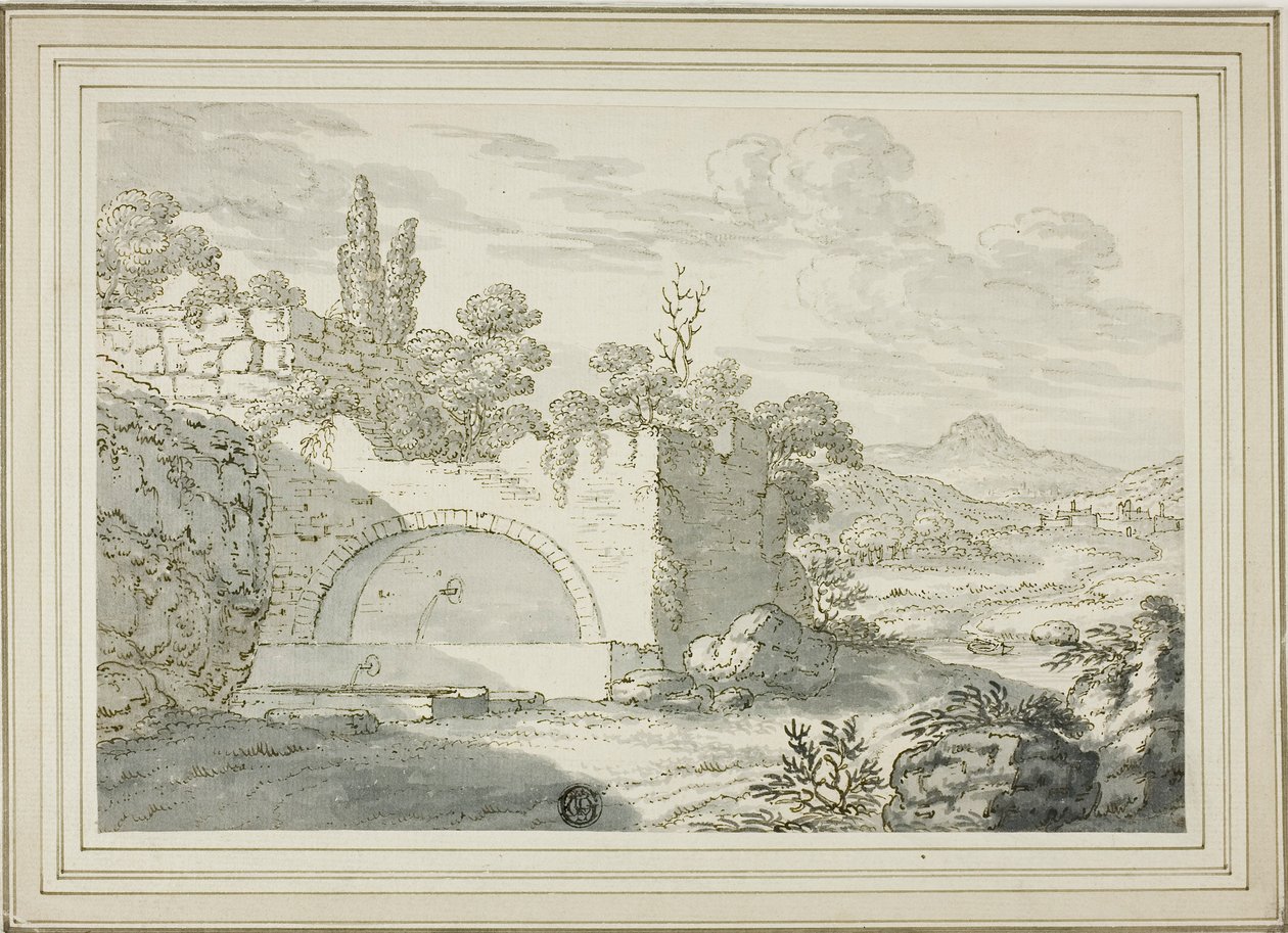 Landschaft mit Brunnen von Abraham Genoels II