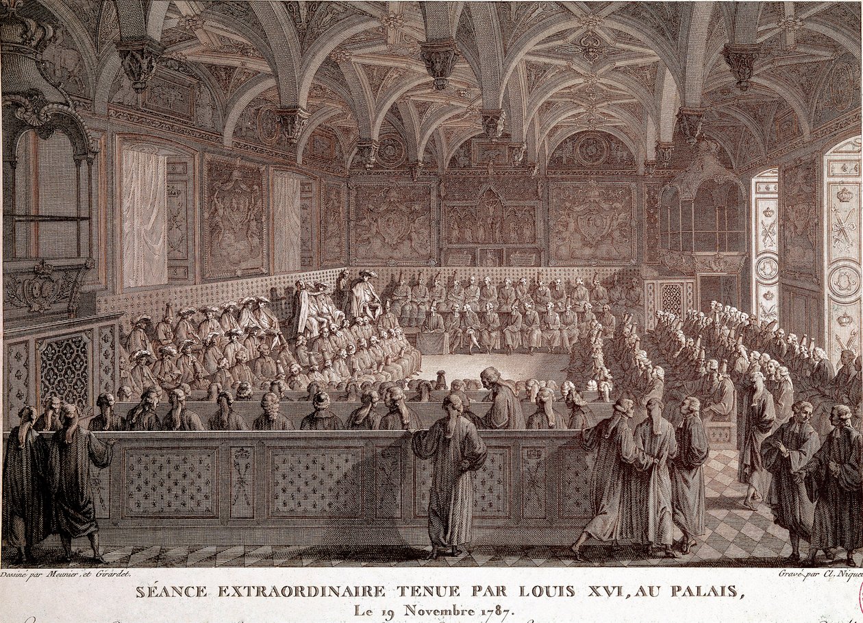 Erste der Französischen Revolution: Außerordentliche Sitzung von Ludwig XVI. im Schloss von Versailles, 19. November von Abraham Girardet