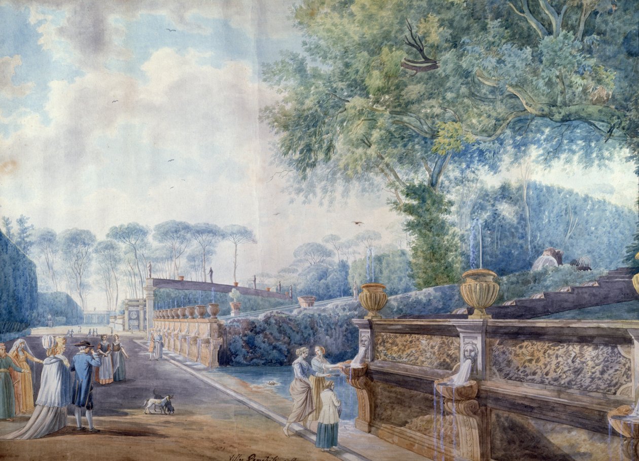 Die Gärten des Palazzo Doria Pamphili, Rom von Abraham L. Rudolph (attr. to) Ducros