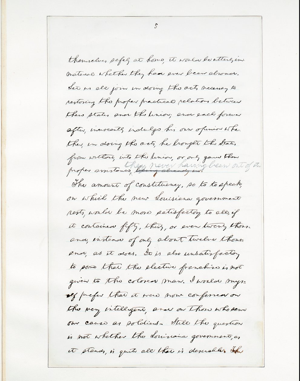 Autographes Manuskript von Lincolns letzter Rede als Präsident, gehalten in Washington D.C., aus dem Fenster des Weißen Hauses am Abend des 11. April von Abraham Lincoln