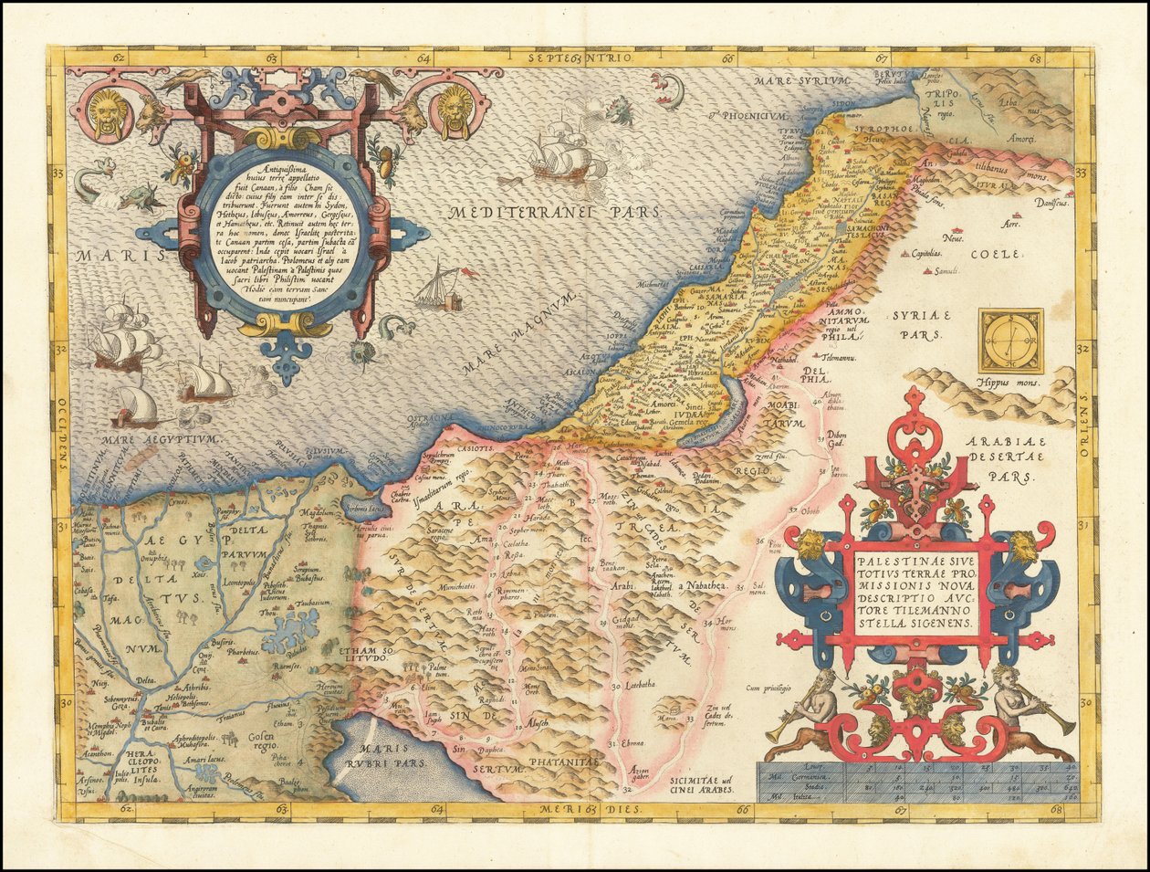 Karte von Palästina, 1573 von Abraham Ortelius