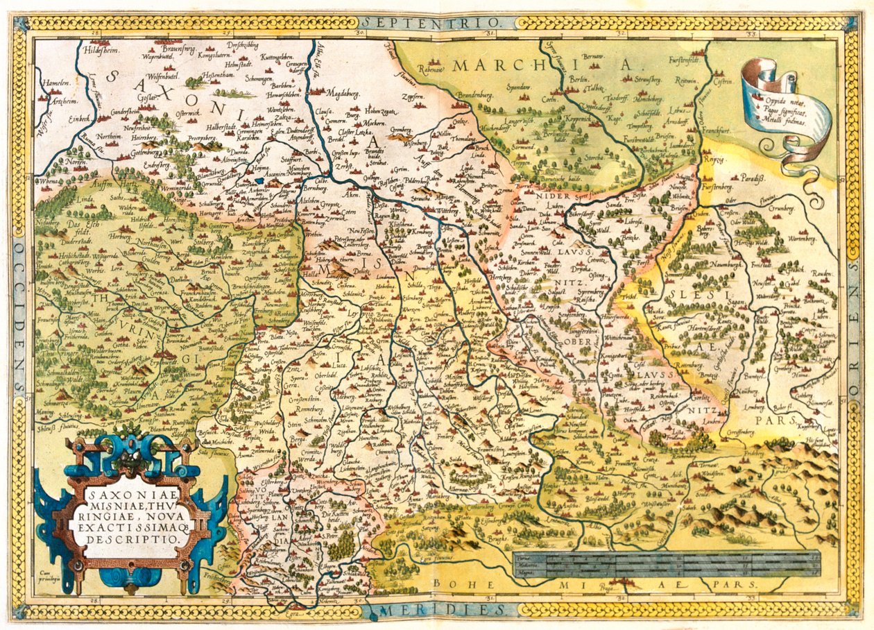 Deutschland (Bundesland: Niedersachsen, Sachsen-Anhalt, Brandenburg, Berlin, Hessen, Thüringen, Sachsen, Bayern), Tschechien (Region: Liberec, Mittelböhmen, Prag, Ústí nad Labem, Pilsen, Karlsbad) von Abraham Ortelius