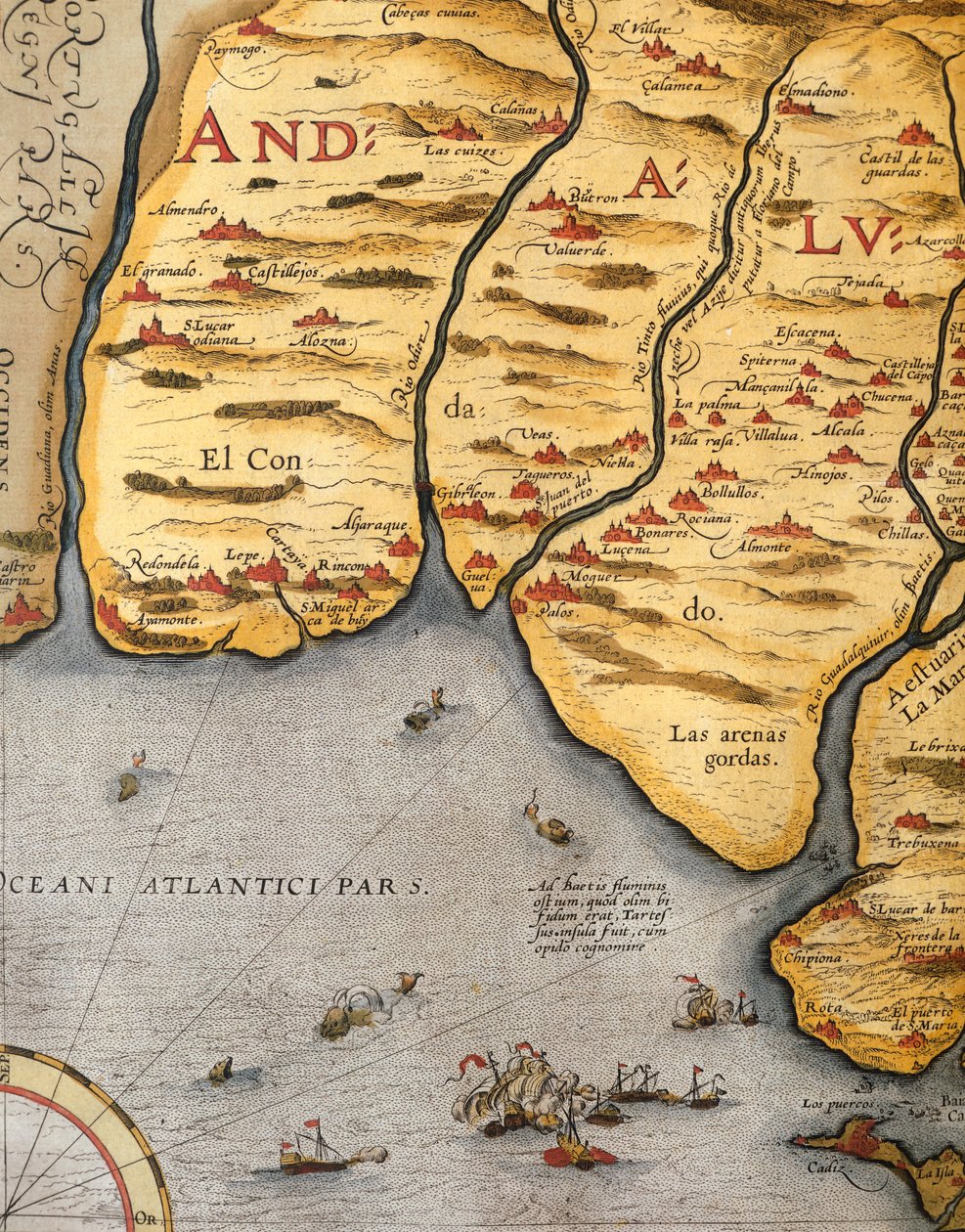 Hafen von Palos, von Abraham Ortelius (1528-1598), Platte von Abraham Ortelius
