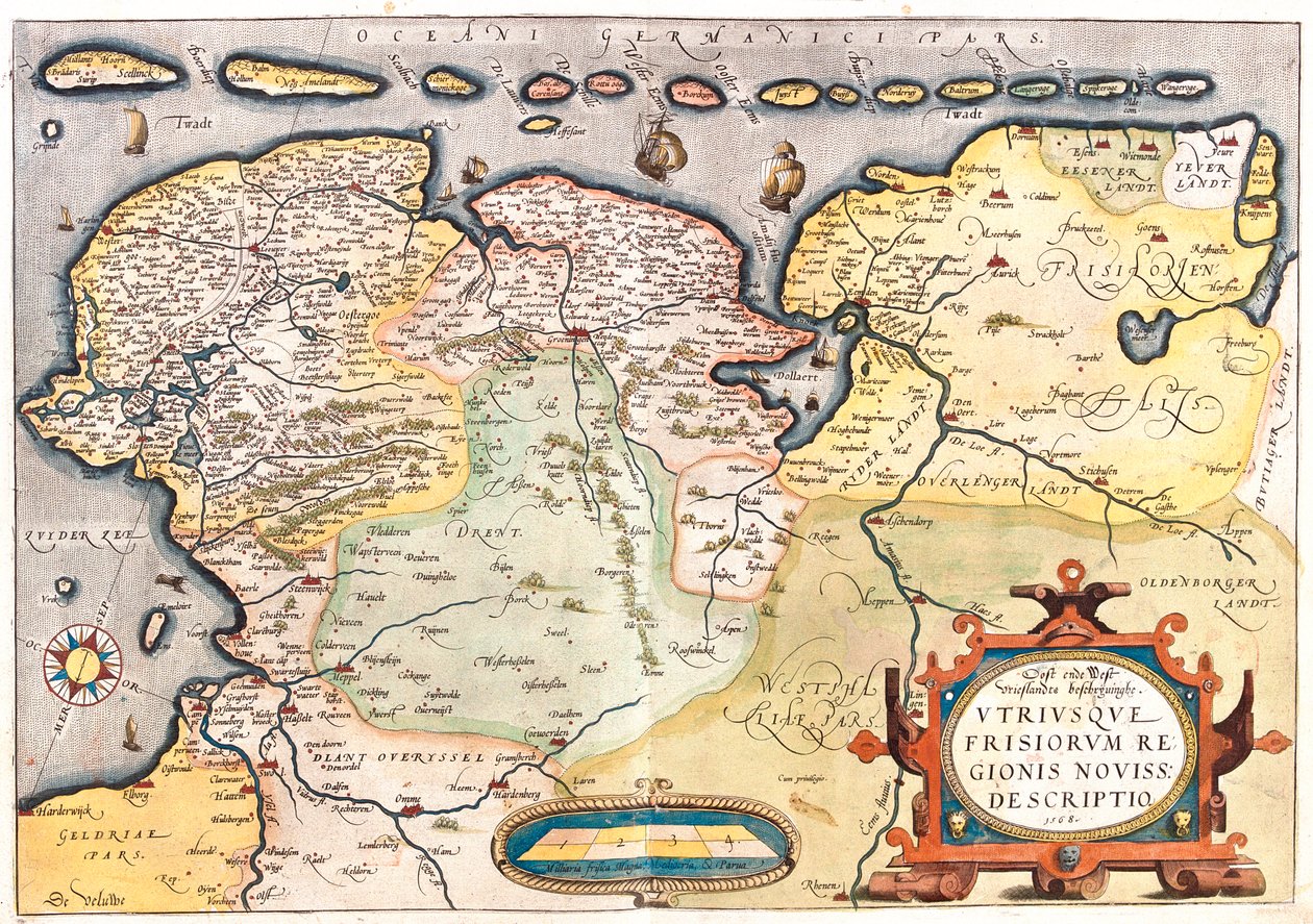 Niederlande (Provinz: Overijssel, Flevoland, Drenthe, Friesland, Groningen), Deutschland (Bundesland: Niedersachsen, Nordrhein-Westfalen) von Abraham Ortelius