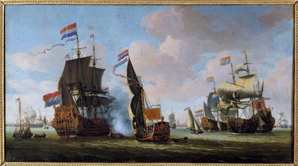 Marine: Szene einer Seeschlacht von Abraham Storck