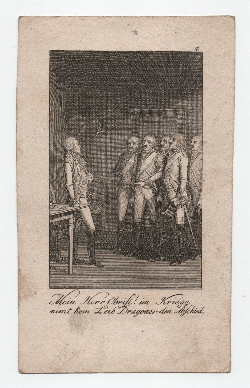 Mein Herr Obrist!, ca. 1795 (Gravur) von Abraham Wolfgang Küffner