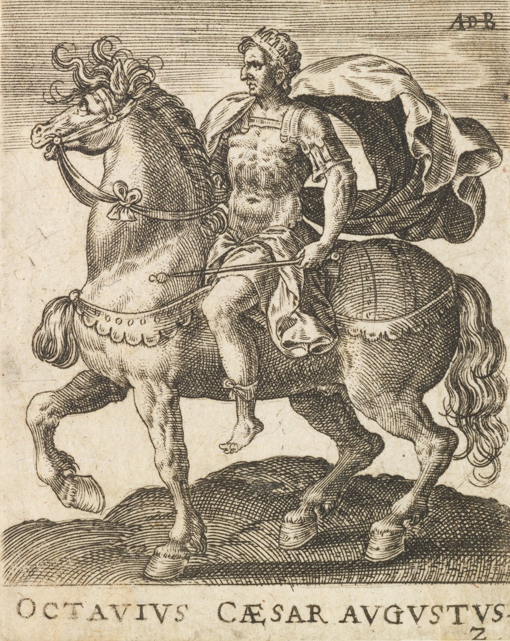 Octavius Caesar Augustus aus Zwölf Kaiser zu Pferd, ca. 1565-1587 von Abraham de Bruyn