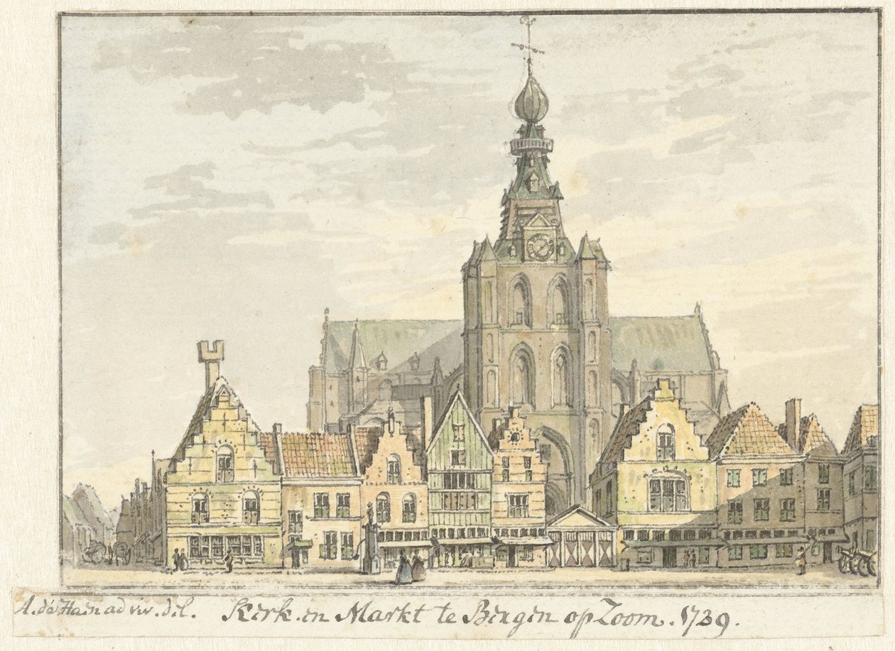 Kirche und Markt in Bergen op Zoom von Abraham de Haen (II)