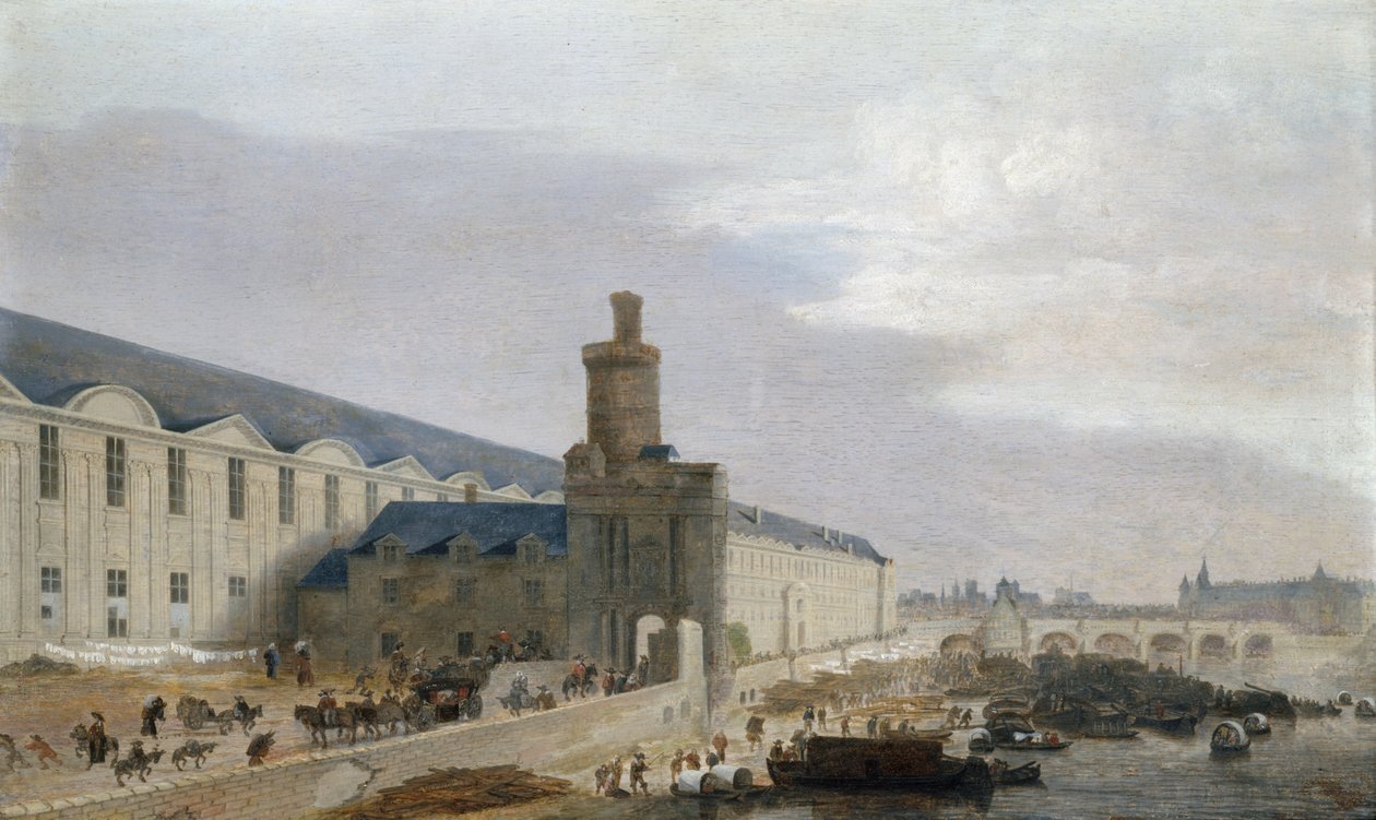Ansicht von Paris mit der Großen Galerie des Louvre, der Tour de Bois und der Pont Neuf von Abraham de Verwer