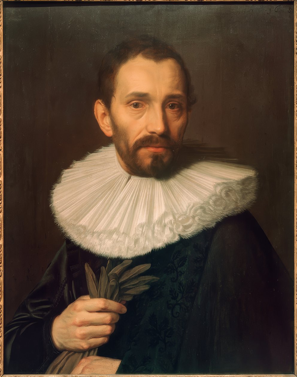 Bildnis eines Mannes, Handschuhe haltend, leicht nach links von Abraham de Vries