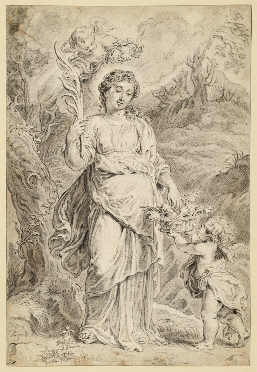 Die heilige Dorothea, einen Palmzweig in ihrer rechten Hand haltend von Abraham van Diepenbeeck