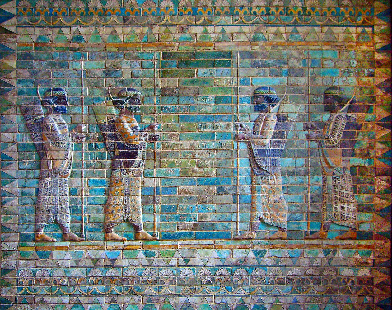 Detail aus dem Fries der Bogenschützen, Palast von Darius I., Susa, Iran, ca. 510 v. Chr. von Achaemenid