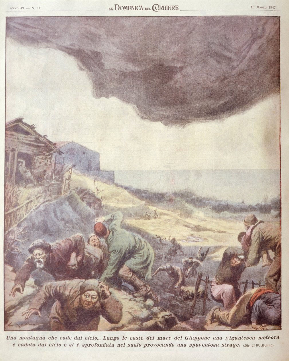 Titelbild eines Meteoriten, der auf Japan fällt von Achille Beltrame