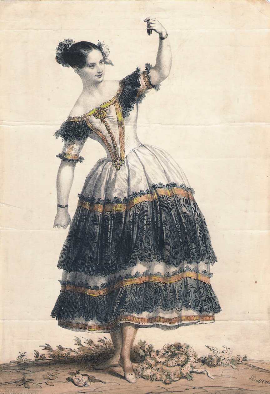 Fanny Elssler als Florinda im Tanz La Cachucha Ballett Le Diable boiteux, 1836 von Achille Devéria