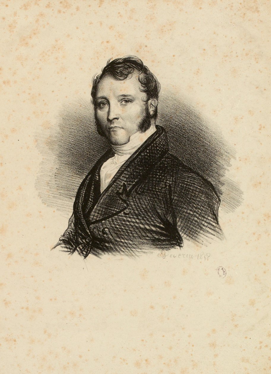 Porträt eines Unbekannten mit Koteletten von Achille Devéria