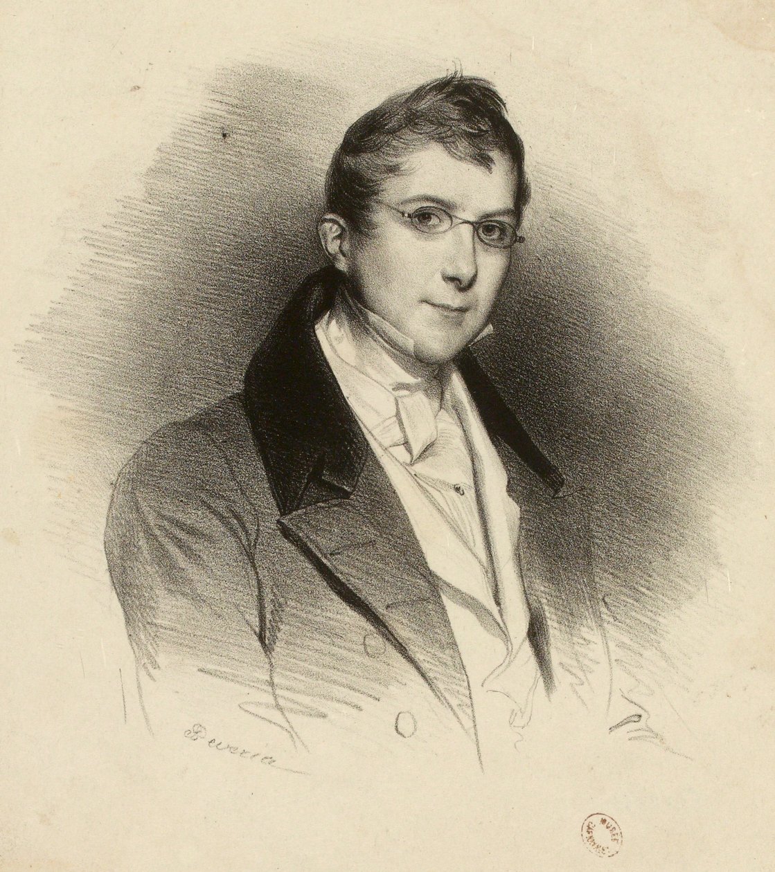 Porträt eines unbekannten jungen Mannes mit Brille von Achille Devéria