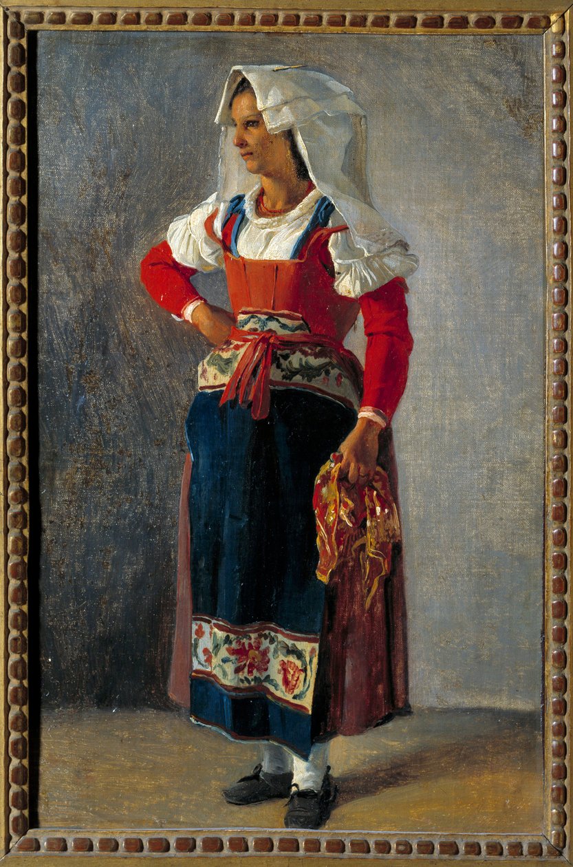 Porträt eines Bauern in der Nähe von Rom von Achille Etna Michallon