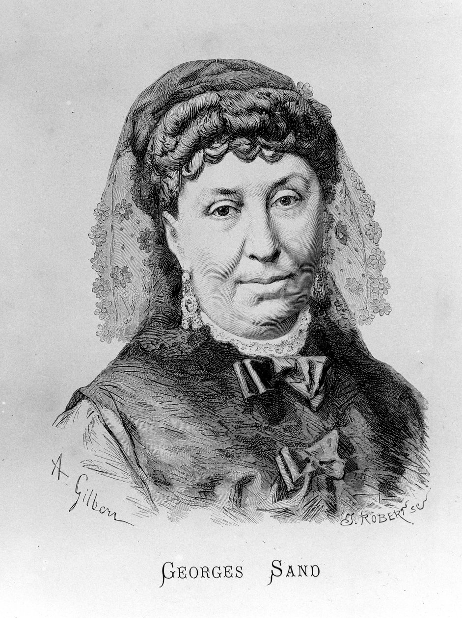 Porträt von George Sand (Aurore Dupin, Baronne Dudevant) (1804-1876) von A. Gilbern von Achille Isidore Gilbert