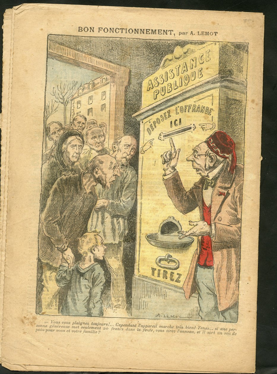 Illustration von Achille Lemot (1846-1909) für das Cover von Le Pelerin, 07/02/09 - Gute Funktion - Familie, Elend, Öffentliche Unterstützung von Achille Lemot