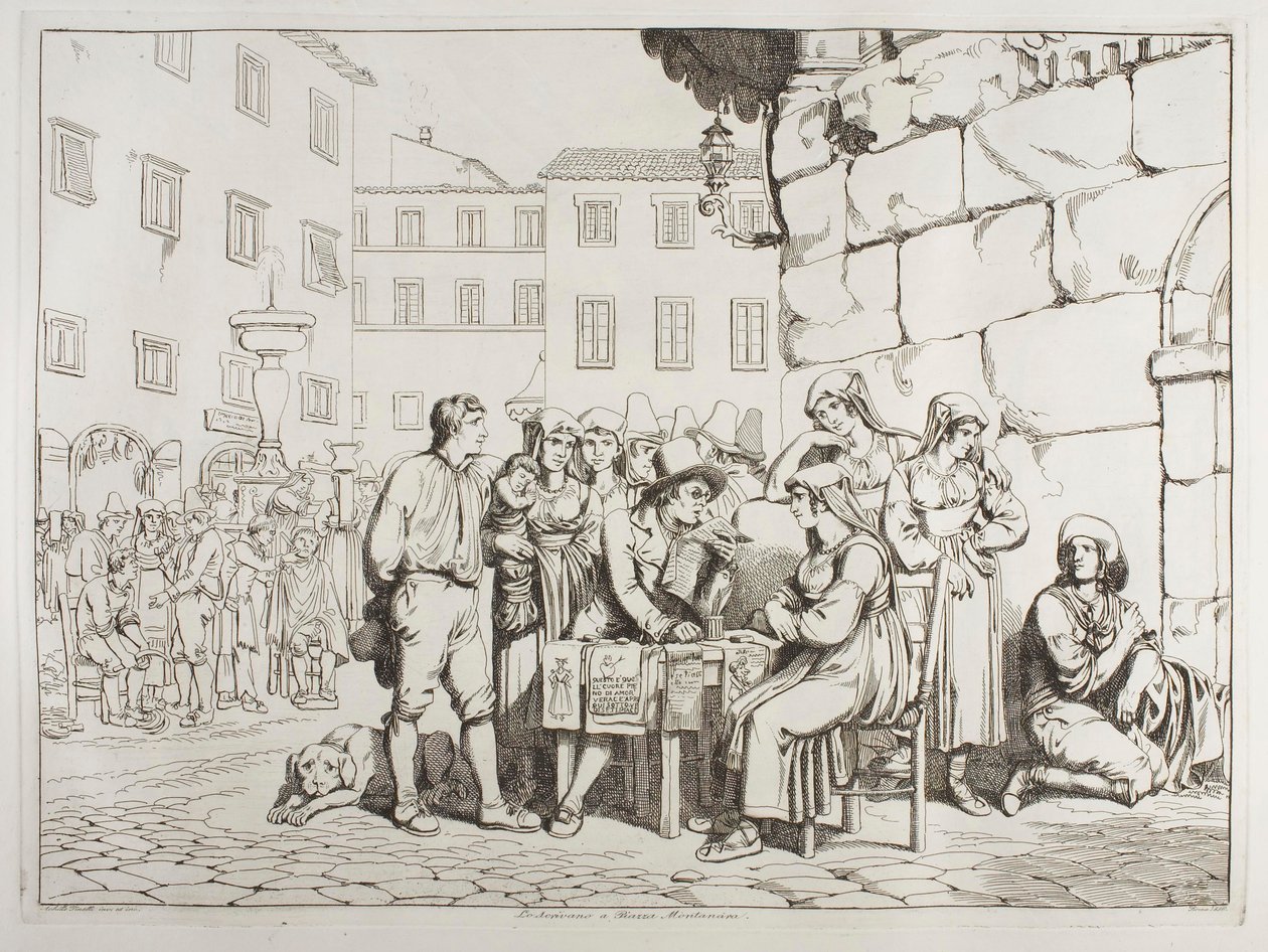 Der Schreiber auf der Piazza Montanara von Achille Pinelli