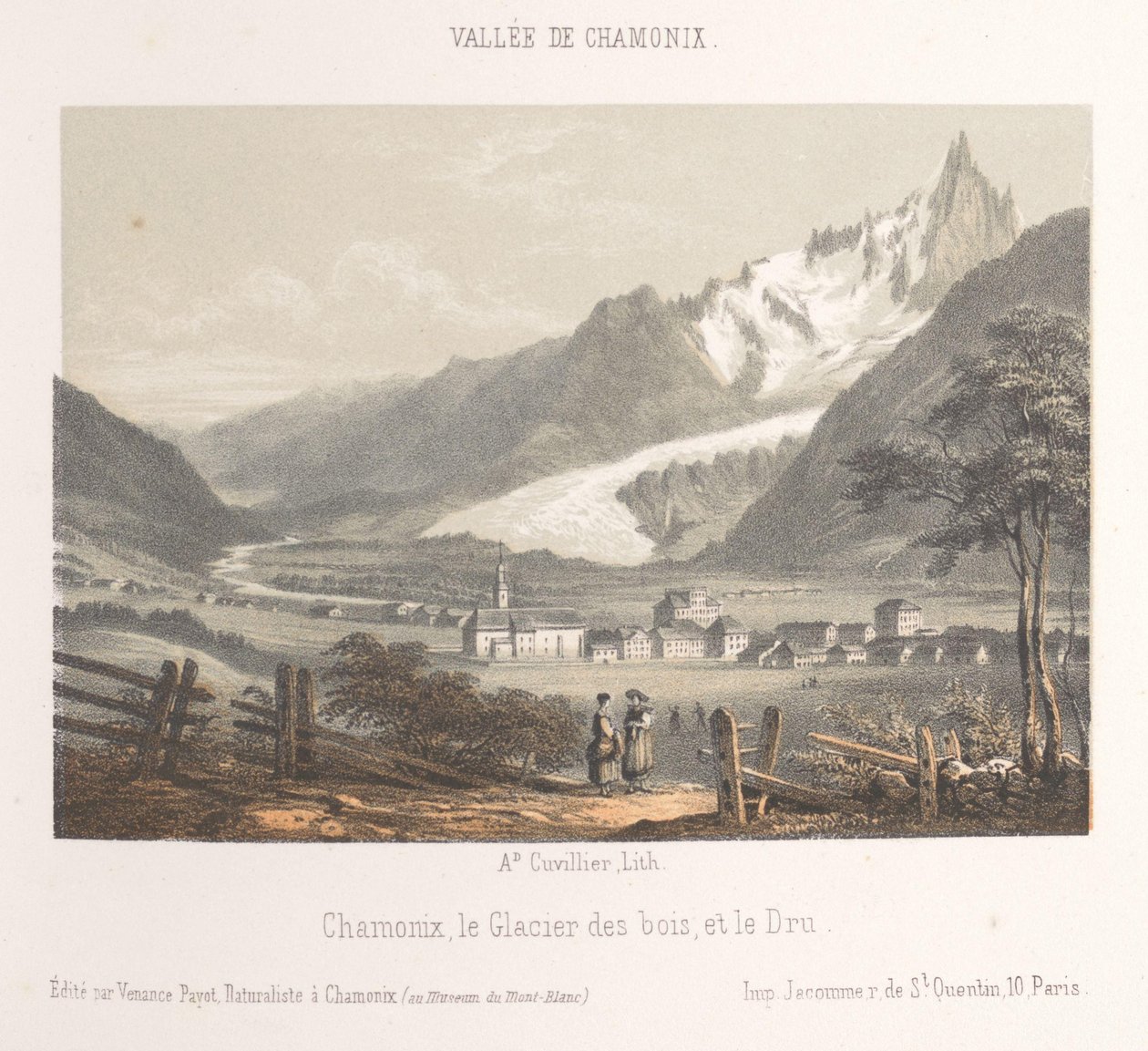 Ansicht der Aiguille de Bionnassay mit Gletscher von Ad. Cuvillier