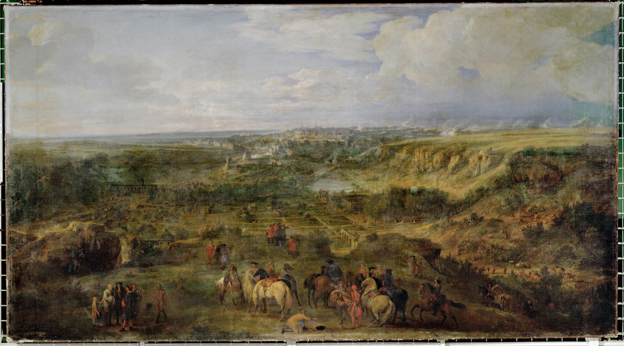 Ansicht der Stadt Luxemburg, Seite der Mansfeld-Bäder von Adam Frans van der (circle of) Meulen