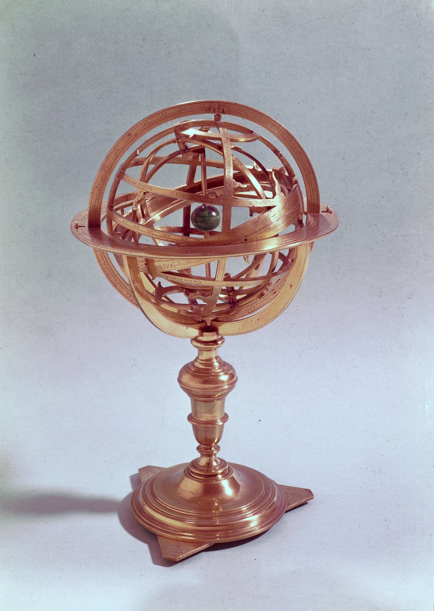 Armillarsphäre nach dem ptolemäischen System, Rom, 1648 von Adam Heroldt