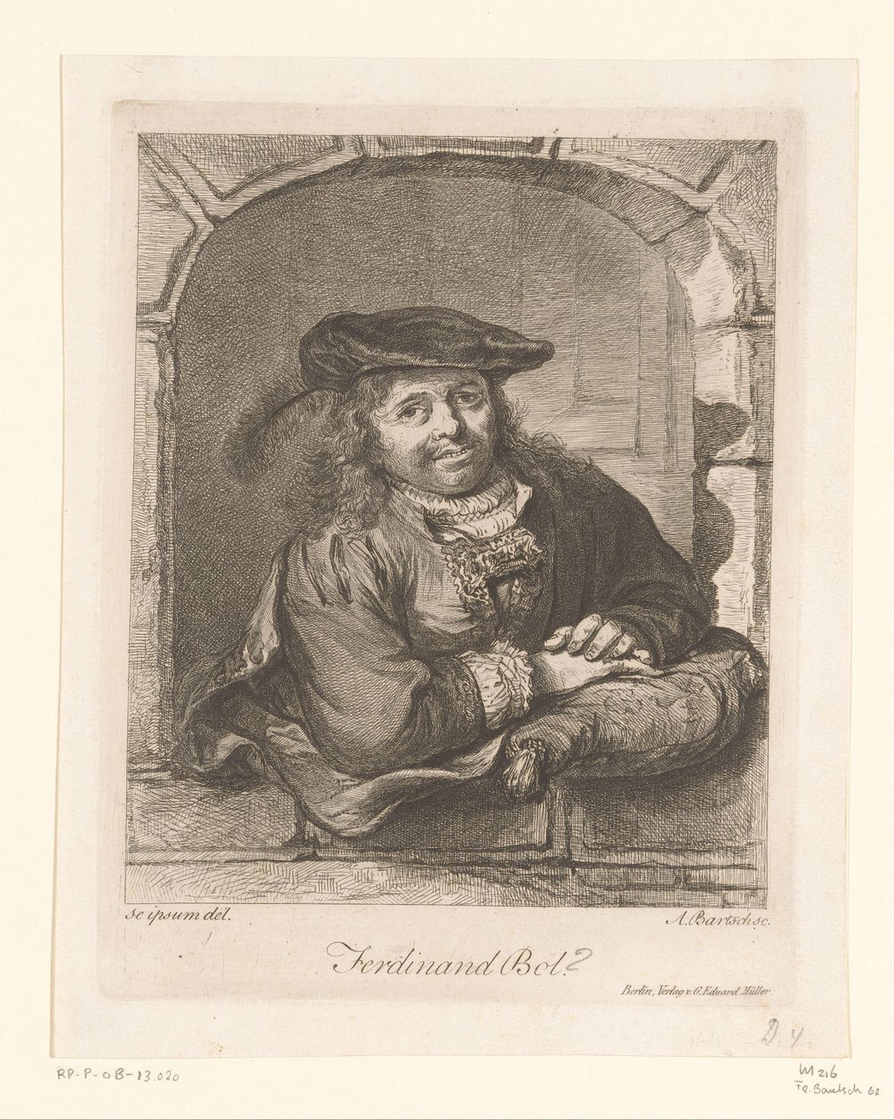 Porträt von Ferdinand Bol in einem Fenster von Adam von Bartsch