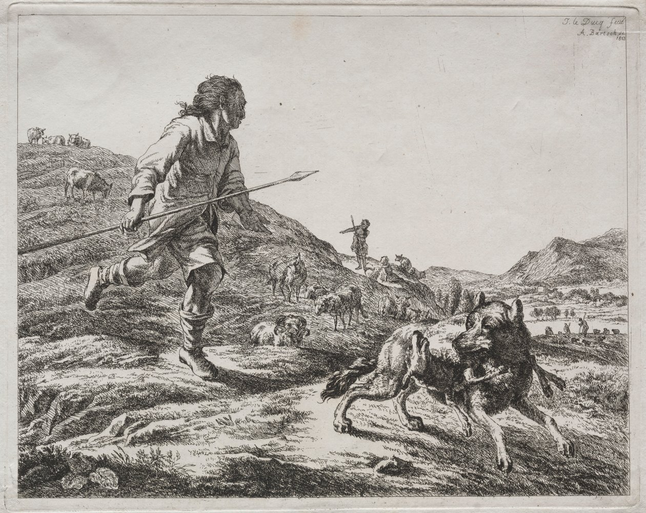 Hirte jagt einen Wolf, 1803 von Adam von Bartsch