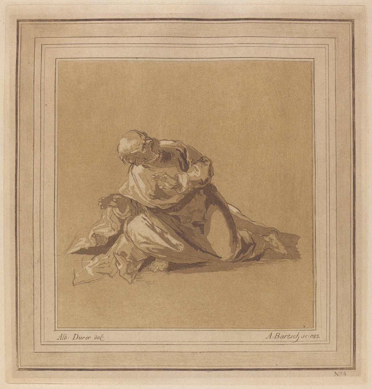 Ein kauernder Apostel (Heiliger Petrus) von Adam von Bartsch, after a drawing formerly attributed to Albrecht Dürer