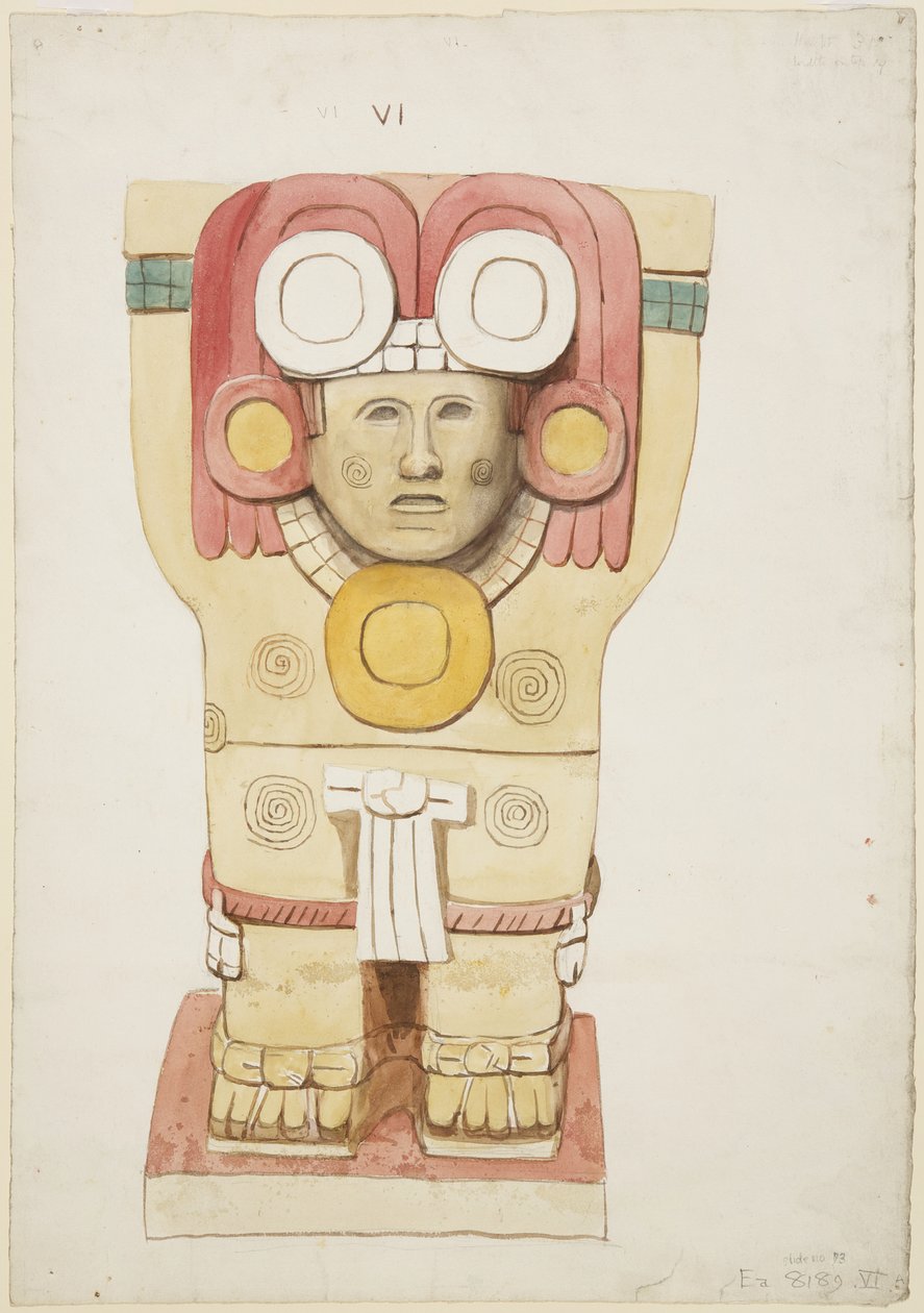 Karyatide aus der äußeren Kammer, Tempel A, Ballspielplatz, Chichen Itza, Mexiko von Adela Breton