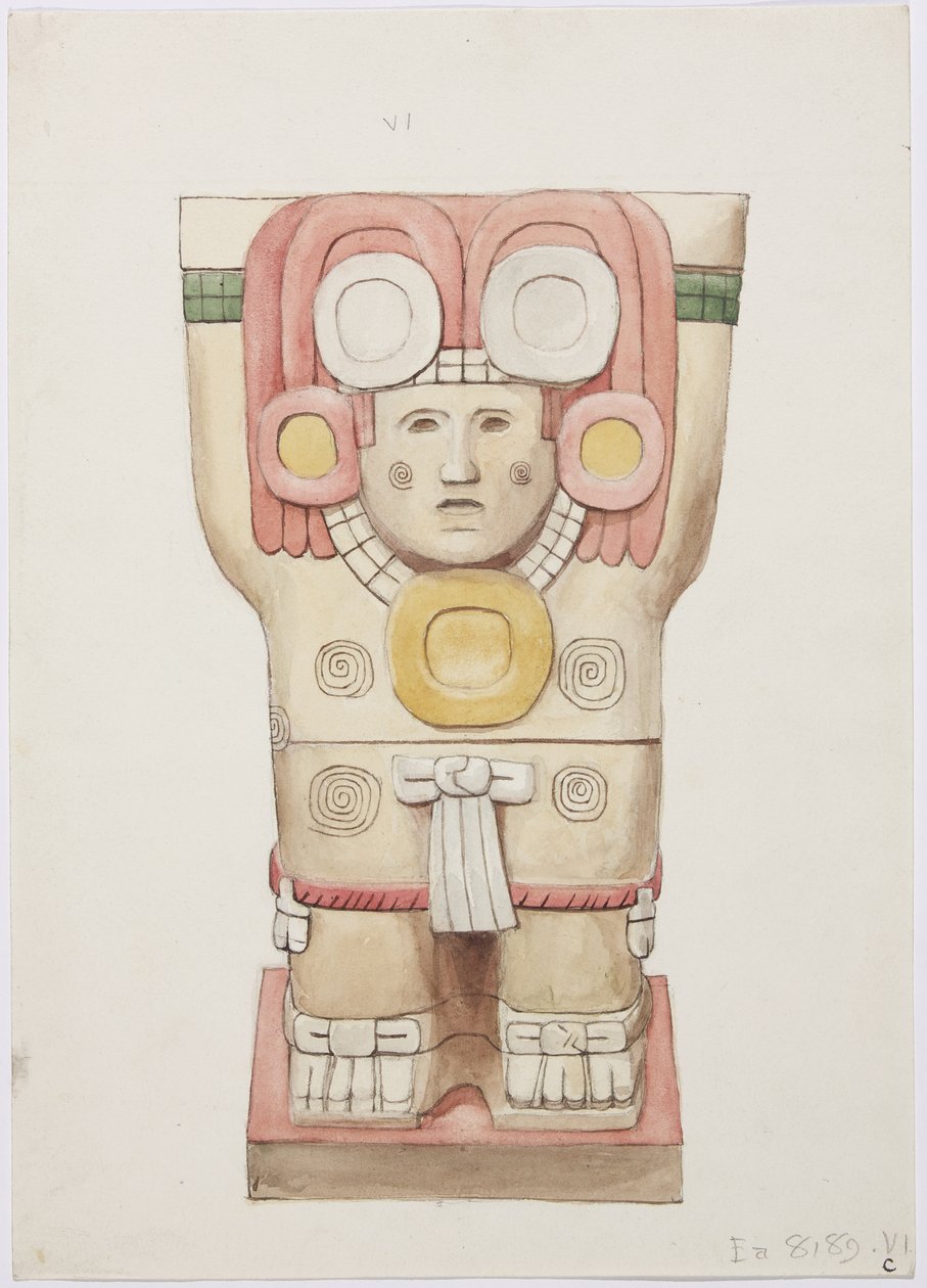 Karyatide aus der äußeren Kammer, Tempel A, Ballspielplatz, Chichen Itza, Mexiko von Adela Breton