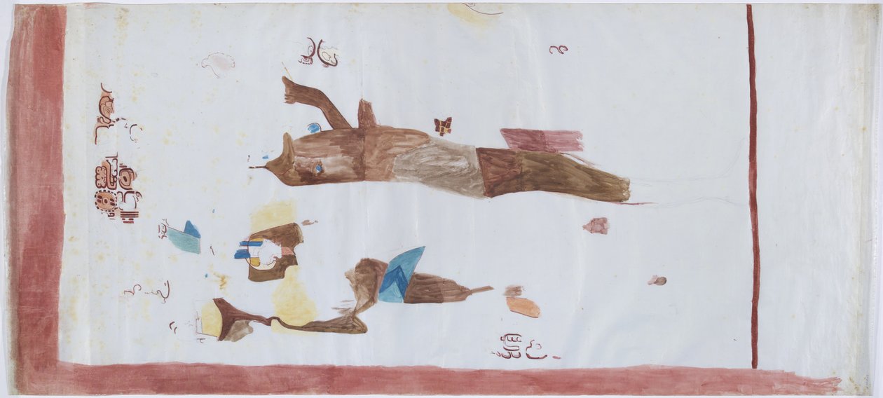 Kopie einer Wandmalerei aus der kleinen Kammer, Acanceh, Mexiko von Adela Breton