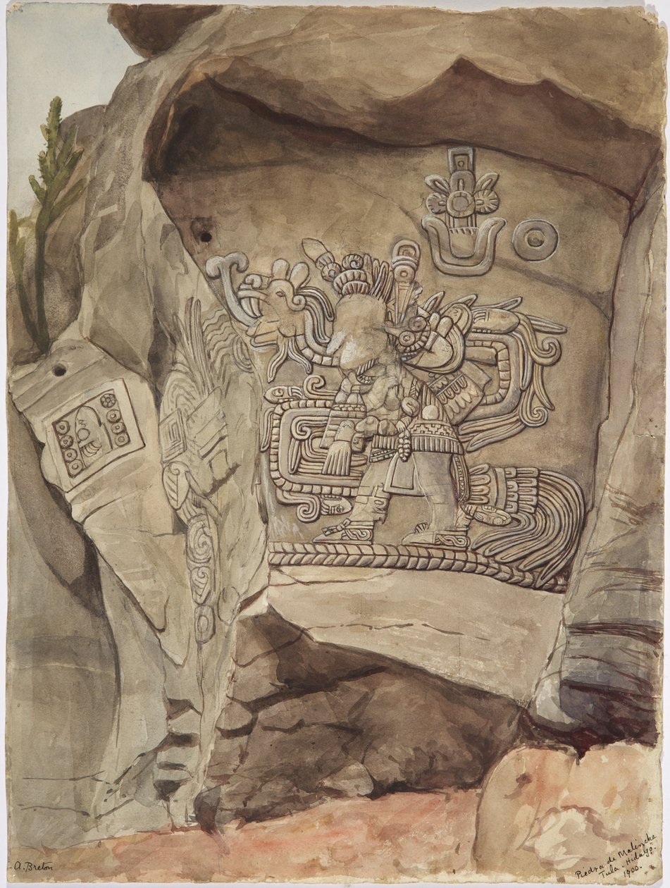 Steinrelief von Piedra de Malinche, Tula, Hidalgo, Mexiko von Adela Breton