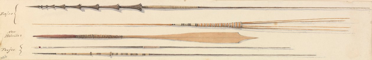 Speere aus Feejee [Fidschi] & Neue Hebriden von Admiral Sir Edward Gennys Fanshawe