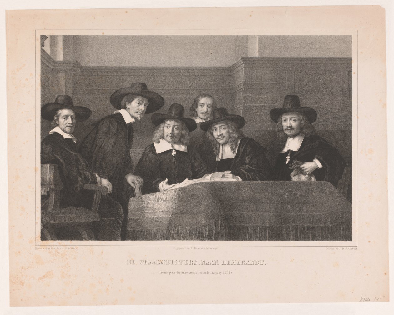 De Staalmeesters: das Kollegium der Staalmeesters (Waardijns) der Amsterdamer Tuchmacherzunft von Adolf Carel Nunnink