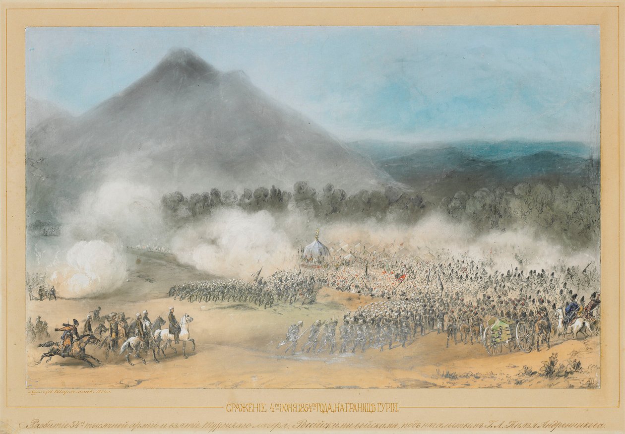 Die Schlacht am Choloki-Fluss, an der Grenze zu Guria am 4. Juni 1854 von Adolf Charlemagne