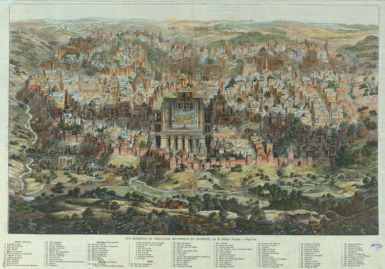 Die Jerusalem-Karte Vue générale de Jérusalem historique et moderne von Adolf Eltzner