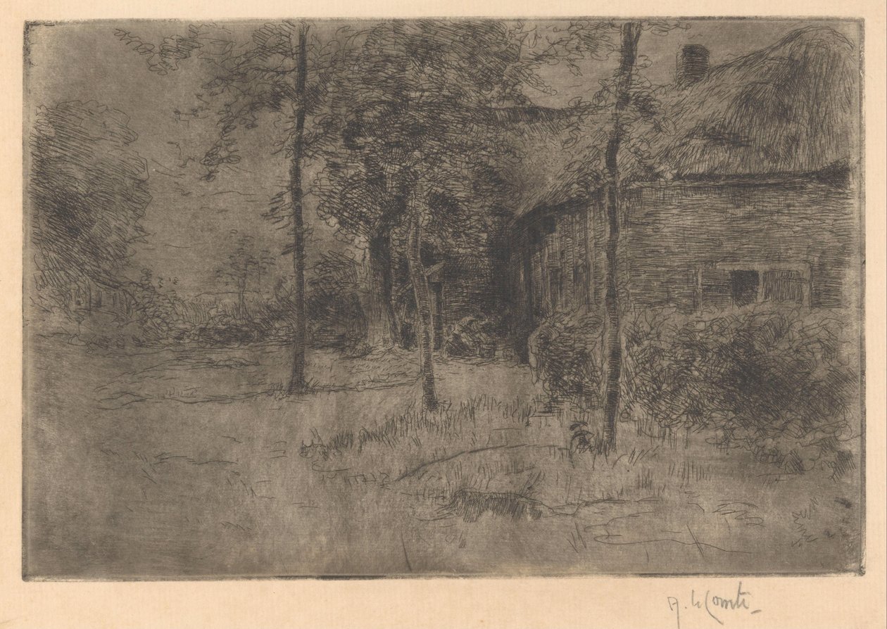 Bauernhof mit Strohdach von Adolf le Comte (signed by artist)