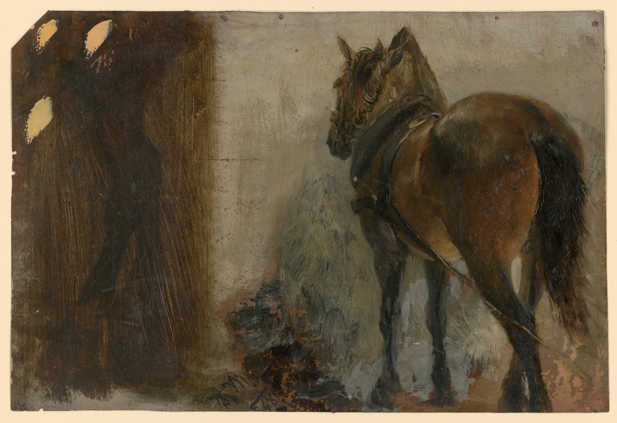 Angeschirrtes Pferd von Adolph Menzel