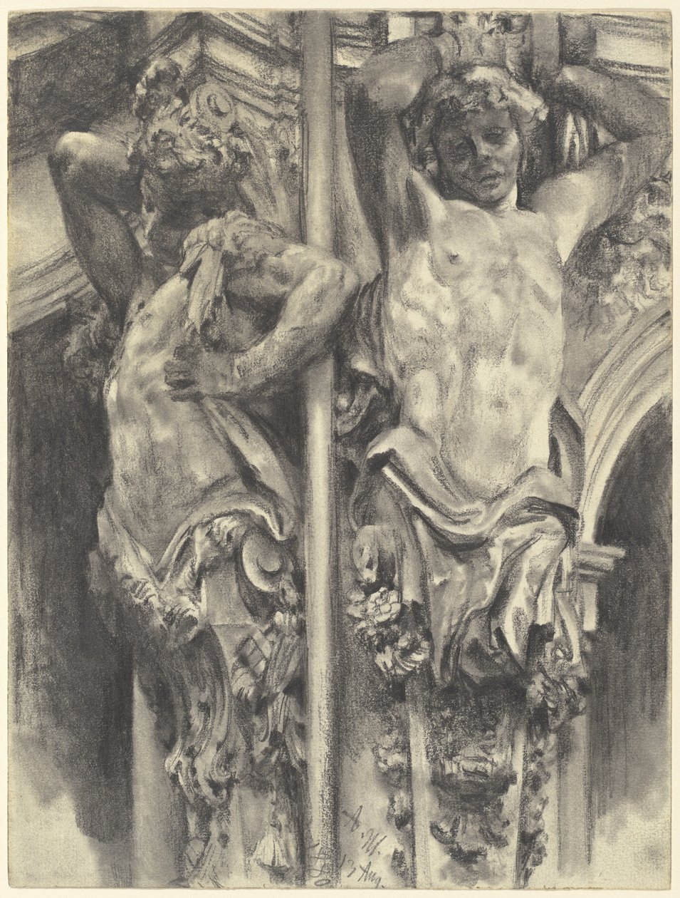 Atlanten am Wallpavillon des Dresdner Zwingers von Adolph Menzel