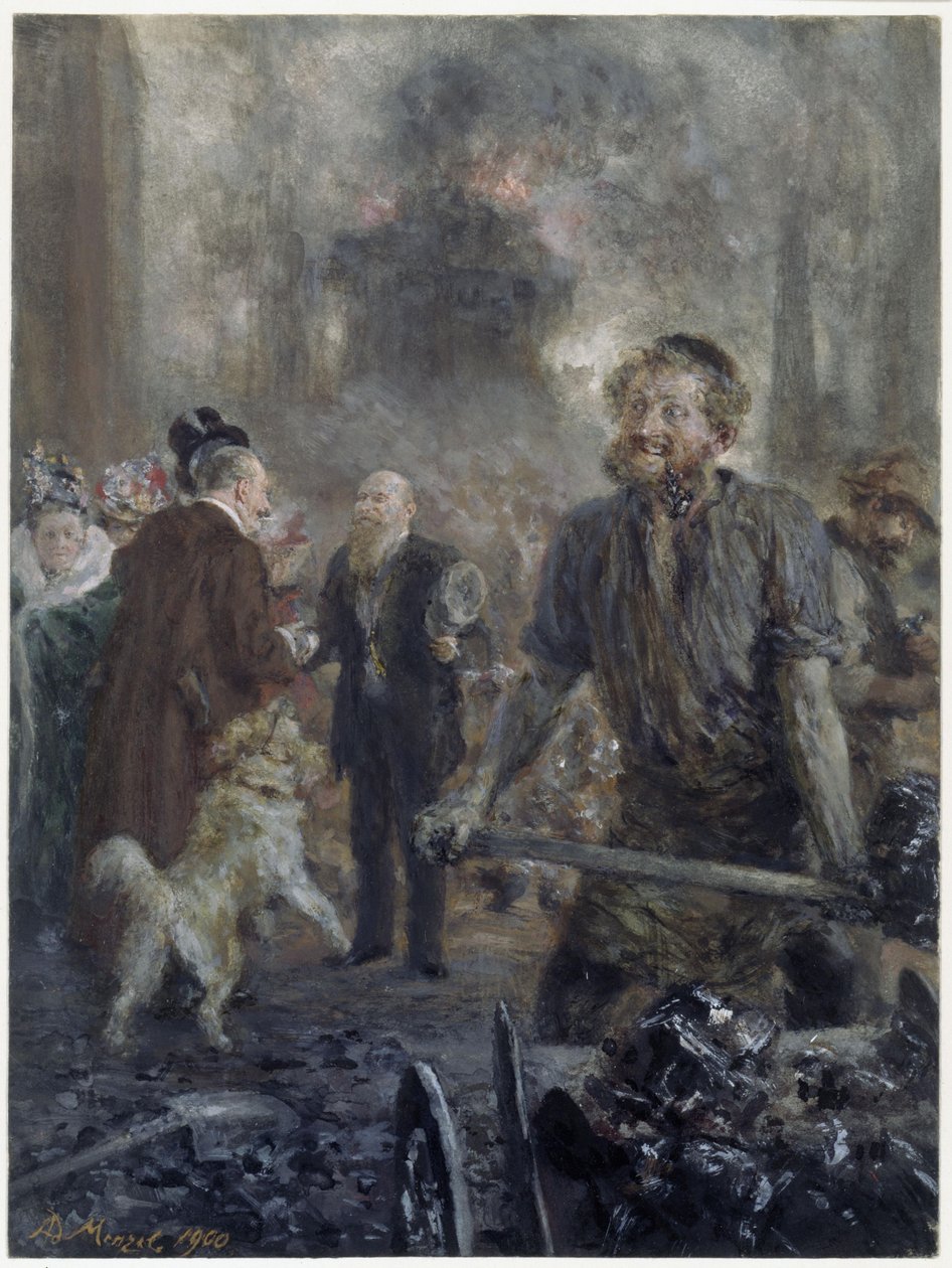 Besuch im Eisenwalzwerk (Zum Gedenken der 25-jährigen Teilhaberschaft von Eduard Arnhold an der Kohlefirma Caesar Wollheim am 1. Januar 1900) von Adolph Menzel