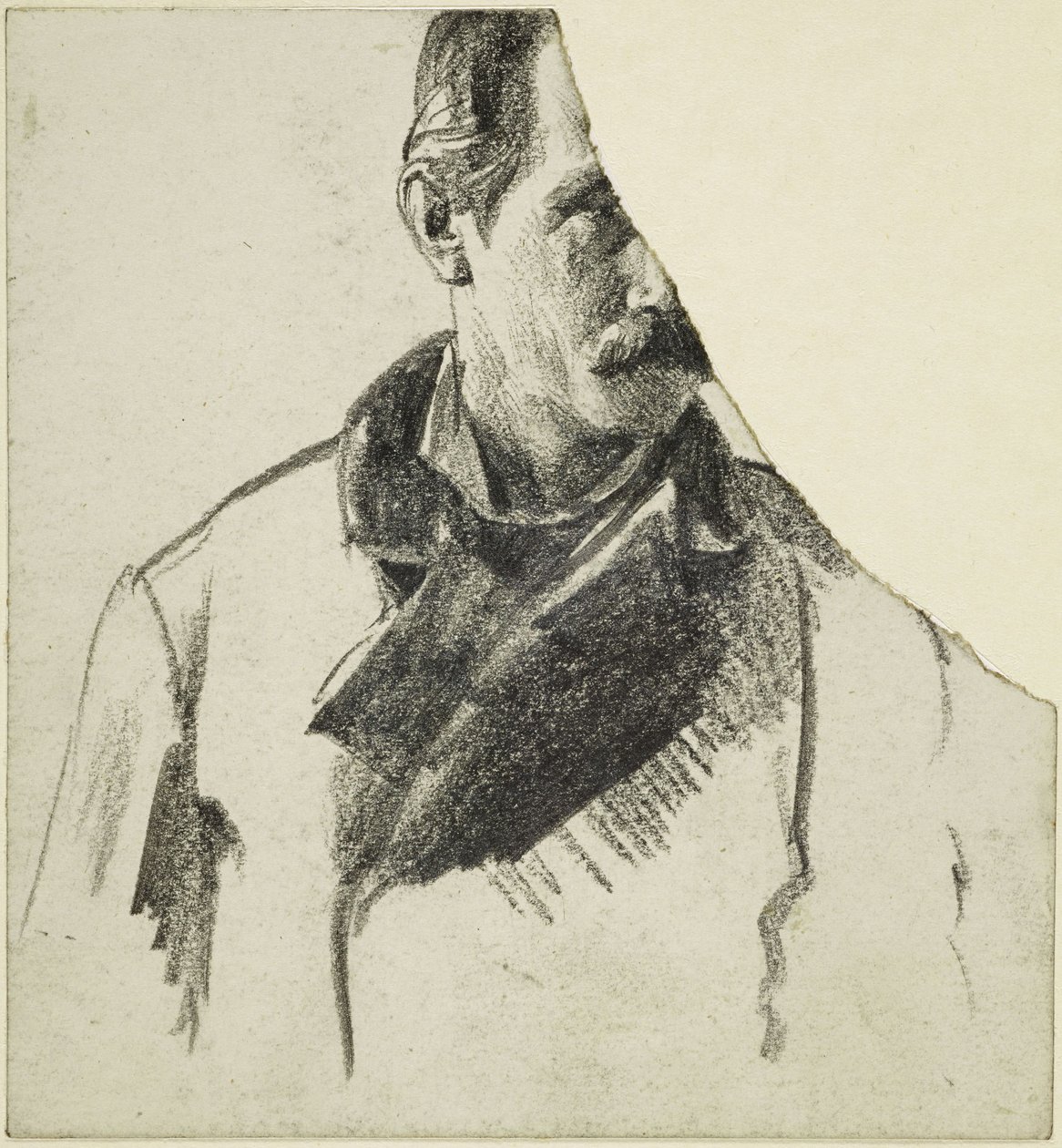 Brustbild eines Mannes mit Schnauzbart, den Kopf nach rechts gewendet von Adolph Menzel