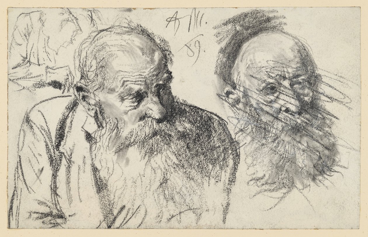 Brustbild eines alten bärtigen Mannes und Kopf eines alten bärtigen Mannes (verworfen) von Adolph Menzel