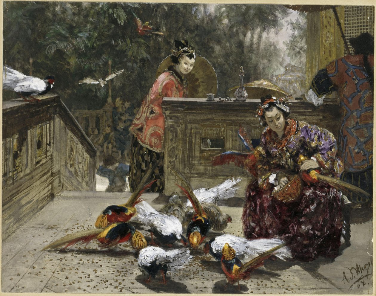 Chinesinnen mit Fasanen. Aus dem „Kinderalbum“ von Adolph Menzel